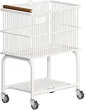 Generic Rolling Cart with Wheel Sofa Side Table Detachable Organization Storage Trolley on Wheel Storage Cart for Bedroom Home Dorm, White 2 Tier
