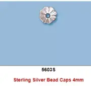 Flower Bead Cap Round 4mm - Sterling Silver -- Pk of 50