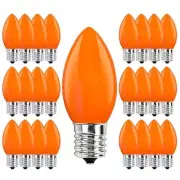 25 Pack Halloween Light Bulb,C9 Glass Orange Incandescent Ceramic Orange Bulbs