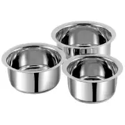 Vinod Stainless Steel Tope Set of 3 2.7, 3.4 and 4 Litres Induction & Gas Base