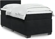 vidaxl Box Spring Bed with Mattress King Single - Black Velvet with LED Lights and Pocket Springs