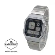 Casio Digital Vintage Stainless Steel Band Watch A130WE-1A