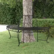 Half Round Tree Bench Steel Black Half-Circle Design Outdoor Garden Seat 160cm