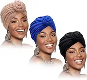 [SATINIOR] 3 Pieces African Turban for Women Knot Pre-Tied Bonnet Beanie Cap Headwrap
