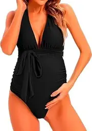 [Generic] One Piece Back Cross Backless Maternity Bikini,Pregnant Swimsuit Maternity Swimwear V-Neck Maternity Swimsuit