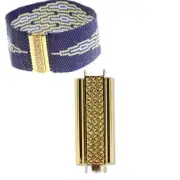 Beadslide Clasp For Seed Bead 45020 29mm Crosshatch Gold Plated Bead Slide