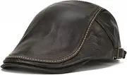 [LAIFEKE] Real Cow Leather Men Women'sFlat Cap Winter Beret Hat Windproof Cowboy Hat