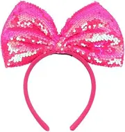 Esumun Big Hair Bow Headband with Sequins, Shiny Festival Birthday Party Hairband for Baby Youth Girls