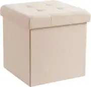 15 Inch Folding Storage Ottoman, Square Small Storage Foot Rest Stool, Bedroom B