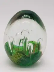 Vintage Hand Blown Egg Shaped Paperweight With Bubbles