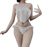 [Zylphorix] Women's Lace Lingerie Set Floral Lace Underwire Sheer Nightwear Strappy Babydoll Sets Underwire Pyjama