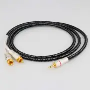 3.5mm Male To 2X RCA Plug HiFi 6N OCC Silver Plated Audio Balanced Insert Cable