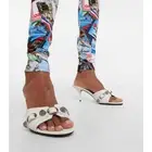 Balenciaga Cagole Leather Slide Sandals Buckle Embellished Kitten Heel Sz 39