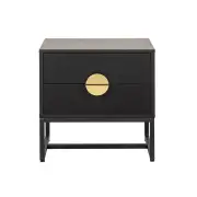 HomeStar Odin Bedside Nightstand Side Table W/ 2-Drawers BlackHandle