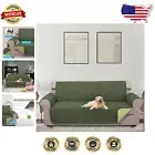 Diamond Quilted 91'' Four-Seater Sofa Cover with Elastic Straps - Hunter Green