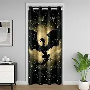 Feelyou Dragon Doorway Curtain Privacy 1 Panel, 42"x80" Chic Outer Space 30%-50% Room Darkening Blackout Curtains Wild Animals Door Cover Curtain Magic Wildlife Window Treatments Room Decor