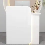 YQMHEZ Reception Desk, Front Counter with Keyboard Tray, Counter Table with Lockable Drawers, Desk Reception for Company Halls(Natural,80cm)