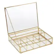 Clear Glass Jewelry Box Grids Terrarium Holder Organizer Wedding Favor