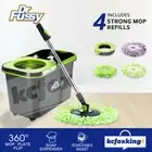 360 Degree Spin Mop Rotating Bucket System Set w/ Wheels Microfiber Mop Heads