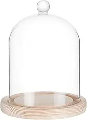 4.7x5.9 Inch Glass Cloche Dome with Wood Base, Bell Jar Display Case for Flowers, Plants & DIY Crafts