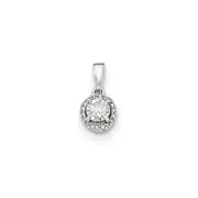 14kt White Gold Polished Round Real Diamond Pendant