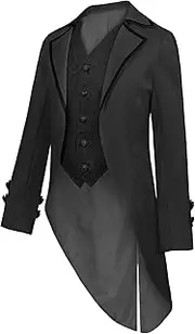 [Generic] Steampunk Coat - Embroidery Vintage Gothic Steampunk Tuxedo | Steampunk Vintage Tailcoat, Pirate Jacket, Renaissance Coat, Steampunk Jacket for Men