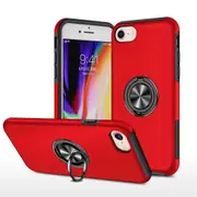 iPhone SE(2022) Compatible Cover Case With Shockproof Magnetic Ring Holder - Red