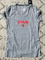Women's adidas Gray Spain National Team Ultimate Lined climalite V-Neck T-Shirt