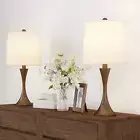 Table Lamps - Set of 2 Mid-Century Modern Lights with Metal Flared Trumpet Base
