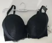 French Affair Black Lace Bra Full Figure 38DD Nwt Underwire