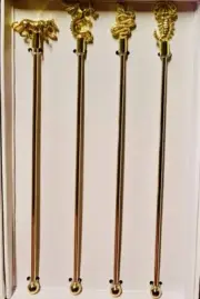 Crate & Barrel Cocktail Bar Swizzle Sticks Gold Tone CB2