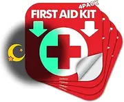 First Aid Kit Sign Glow in The Dark 4 Pack 6"x 6"First Aid Kit Inside Signs Stickers Photoluminescent , Glows for Up to 8 Hours