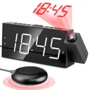 Projection Digital Alarm Clock with Bed Shaker for Bedroom, Extra Loud Alarm ...