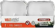 [WaxWorks] Foil Citronella Candle - 12 Hour Burn Time Mosquito Repellant Candle for Indoor and Outdoor Use - Long Lasting Citronella Candle - White (2 Pack)