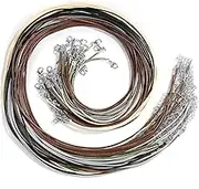 Necklace Cord, Paxcoo 50Pcs String Rope with Clasp, 24 Inch Waxed Cotton Cord Bulk for Charms Pendants, Bracelets, Necklaces, Jewelry Making Supplies and Beading Earth Colors