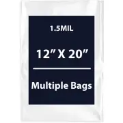 1.5Mil 12" X 20" | LDPE Clear Flat Poly Bags, Flexible & Durable | Multiple Bags