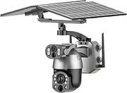 4K 50X Zoom Solar Camera 10MP 4G SIM 360° Outdoor PTZ Dual Lens Human Tracking Surveillanc WiFi Security Camera PIR Night Vision(4G 10MP Camera)