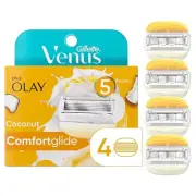 Gillette Venus with Olay Coconut Comfortglide Womens Razor 5 Blade 4 Refills
