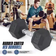 30 LB Coated Rubber Hex Dumbbell Hand Weight Home Gym Cast Iron Single Barbell