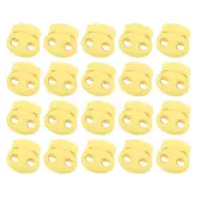 40Pcs 5mm Plastic Cord Locks Double Hole Spring Toggle Stopper, Beige
