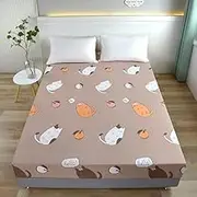 Cartoon Bedspread Polyester Mattress Cover All-Around Elastic Band Bed Sheet(No Pillowcase) King Queen Full Size Home Decoration,8,140X200X30
