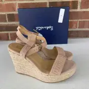 Splendid Shayla Suede Ankle Strap Espadrille Platform Wedge Sandals Women US 10M