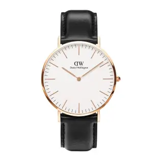 【Daniel Wellington】DW 手錶 Classic Sheffield 40mm爵士黑真皮皮革錶(DW00100007)