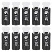20Pcs 4mm Cord Lock Plastic Double Hole Spring Toggle Stoppers, Clear Black