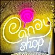 Sign Lamp "Candy Shop" Neon Sign For Wall Decor Light USB Powered Lollipop Business Candy Store Birthday Holiday 37cmх32cm