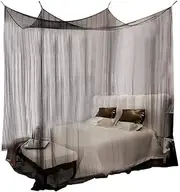 Mosquito Net,4 Corner Post Durable Bed Canopy Mosquito Net Full Queen King Size Bedding Prevent from Biting and Dropping Down the Floor (Black)