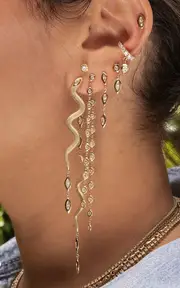 [Jacquie Aiche] Snake 14K Yellow Gold Diamond Single Earring