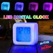 7 Color Night Light Glowing Alarm Clock Bedroom Child Mute LED Change Digital