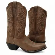 Ariat Women's Size 10 Brown Round Up Square Toe Western Boot 10021620