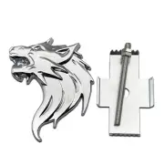 Silver Chrome Wolf Head Metal Grille Logo Emblem Front Grill Sports Coupe Badge (for: Honda Civic)